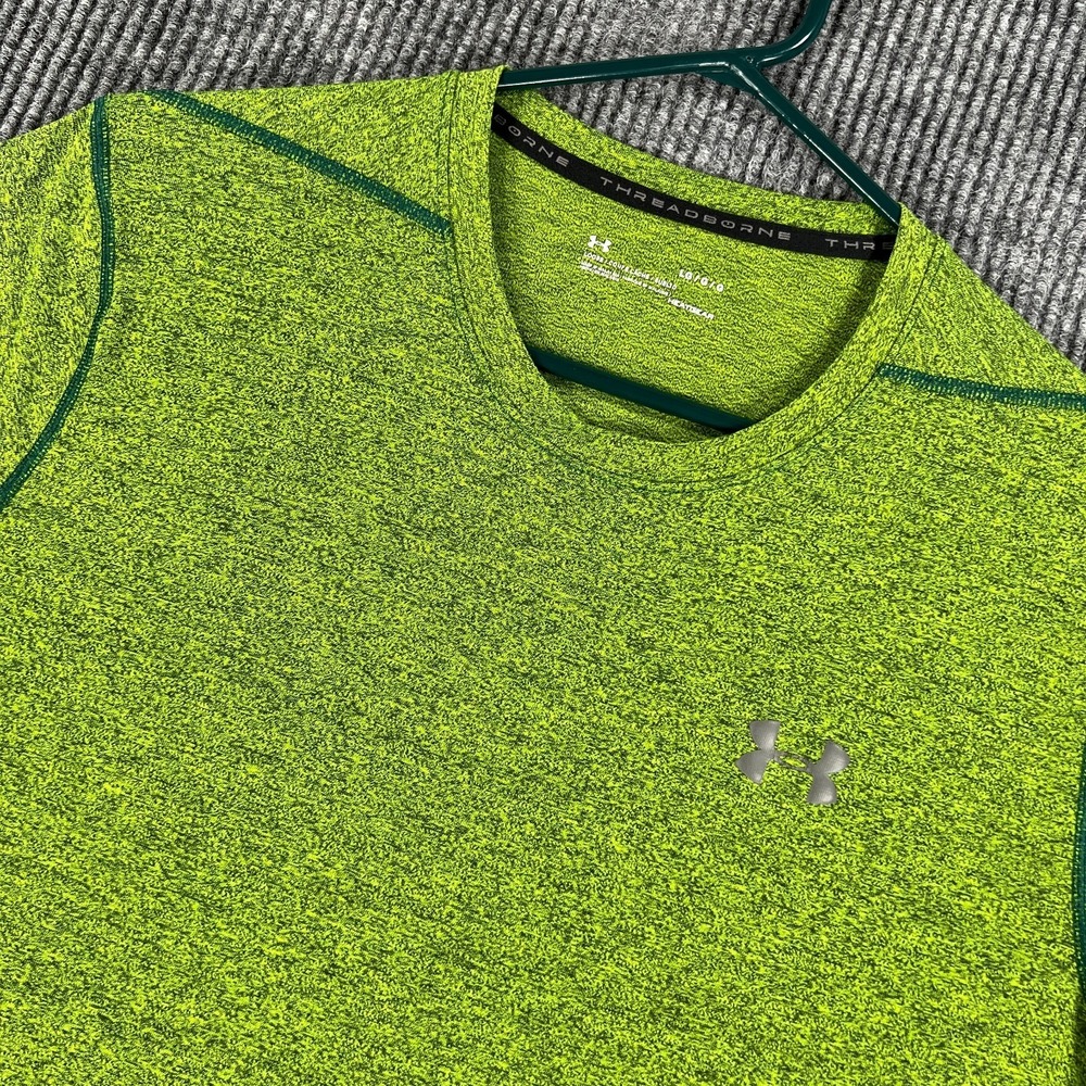 Under Armour Threadborne‎ Shirt Mens Large Green Short Sleeve HeatGear Running